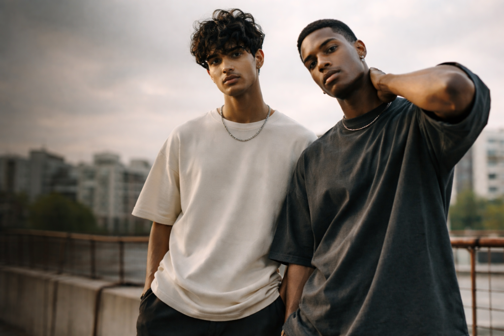 rooftop moment with city backdrop